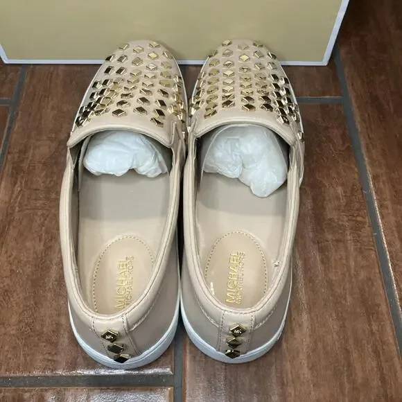 Michael Kors Women's Rose Slip On Sneakers With Golden Studs Size 10M NIB - Picture 5 of 10